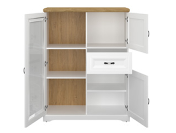 RIVA Vitrina REG 1W2D1S  (witryna niska 2d1w1s bialy/dab harbor)