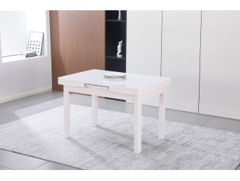 Masa FIORI Sticla extensibila 110(140)x75x75 (ALB)