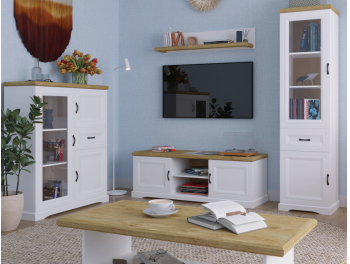 RIVA Vitrina REG 1W1D1S (witryna 1d1w1s bialy/dab harbor)